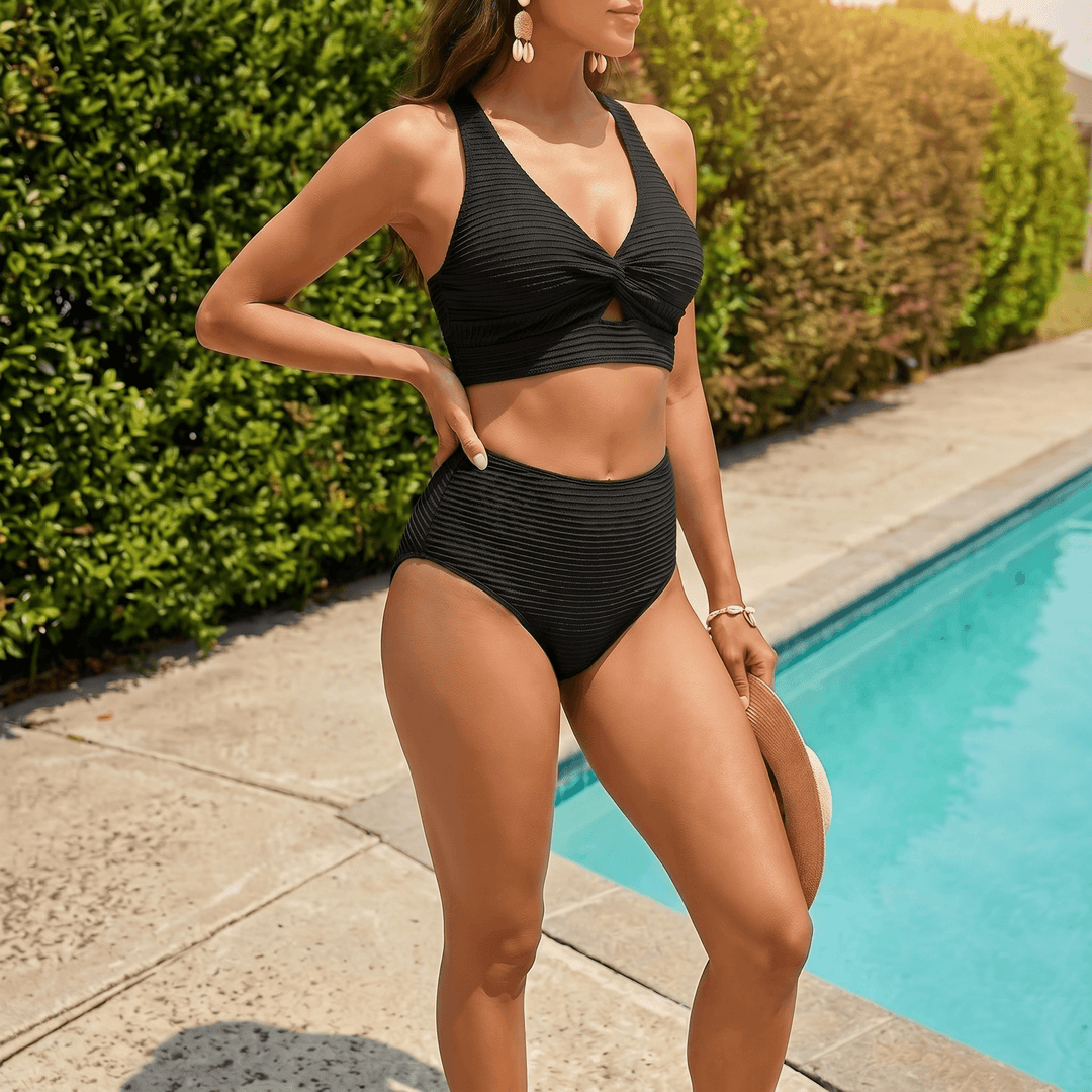 Mara – Bikini modelujące z prążkowanej tkaniny för kvinnor z osłoną
