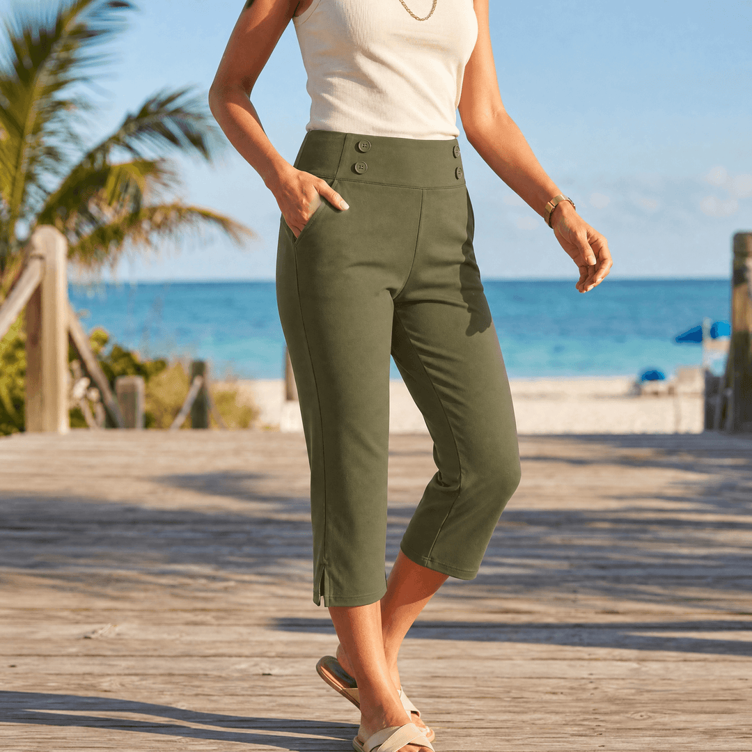 Marivella – Dam Byxor Capri med hög midja