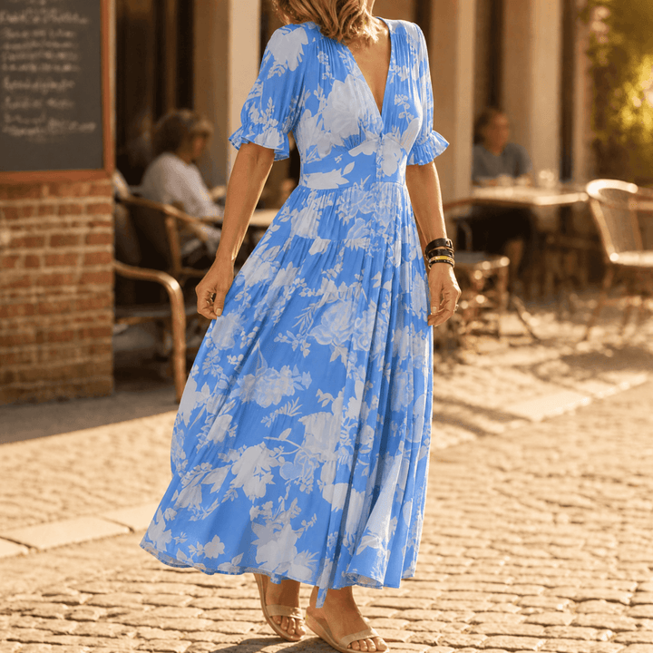 Minelda – Dam Blommig Klänning Maxi