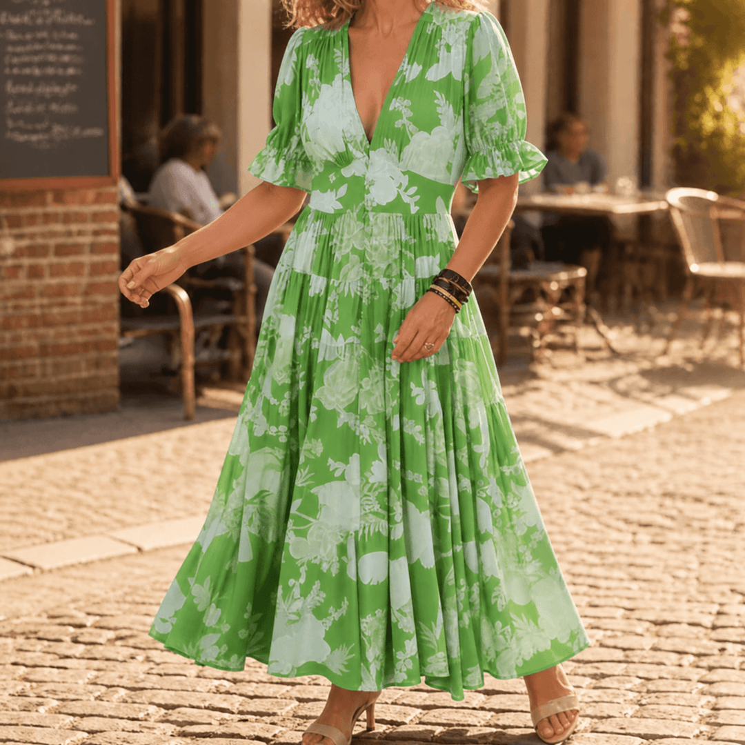 Minelda – Dam Blommig Klänning Maxi