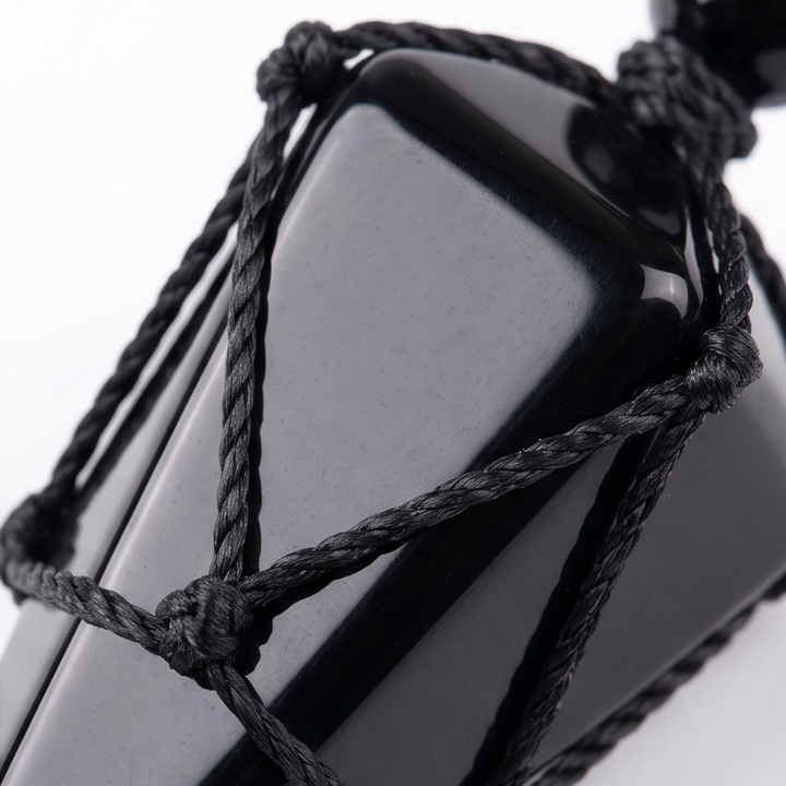Noctera – Hänge z Obsidianu Owijany Makramą