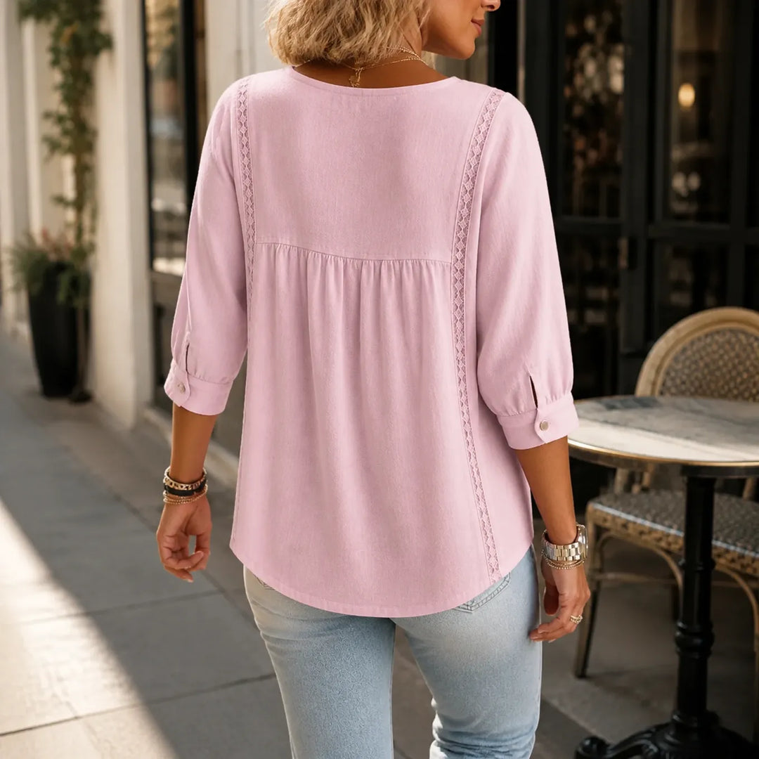 Liorelle – Blus Babydoll z Koronkowym Finish i Urringning w V-ringning för kvinnor