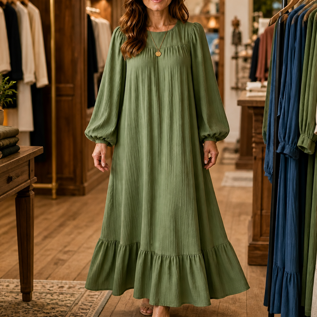 Wearbella – OverStorlekd Biskupa Ärm Boho Maxi Klänning