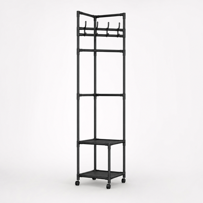 Nookstand – Ställ på ubrania oszczędzający plats z półką i hakami