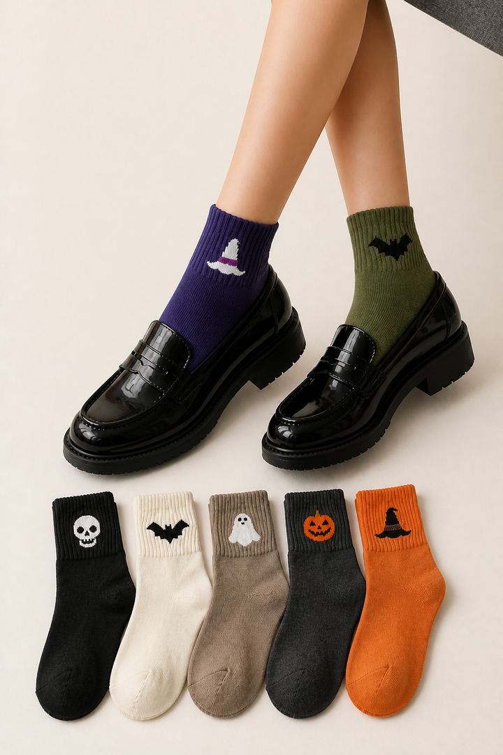 Cuffette – Haftowane Skarpetki på Halloween z Antypoślizgową Wstawką