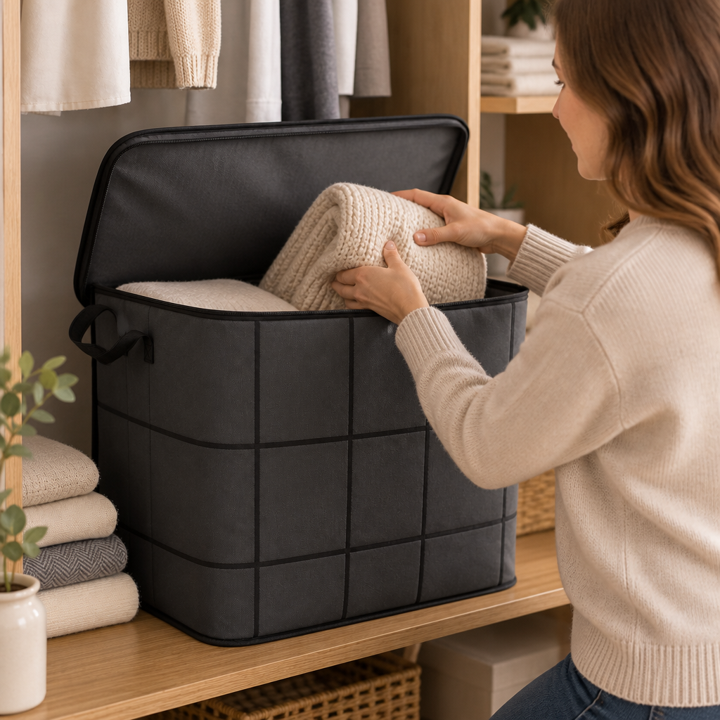 Stashly – Väska för przechowywania kołder z materialu non-woven med dragkedja