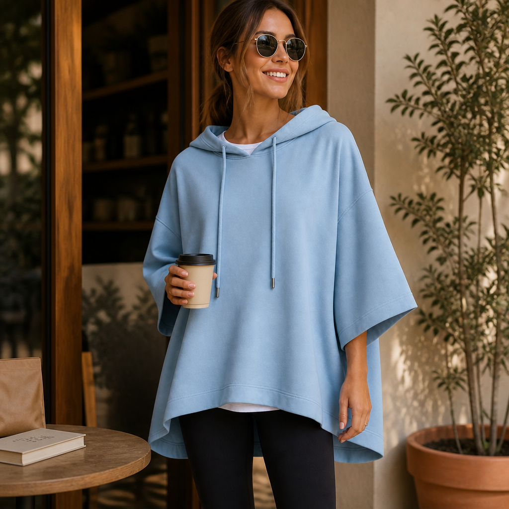 Wearlyn – OverStorlekd Ponczo z Kapturem i Krótkim Ärm