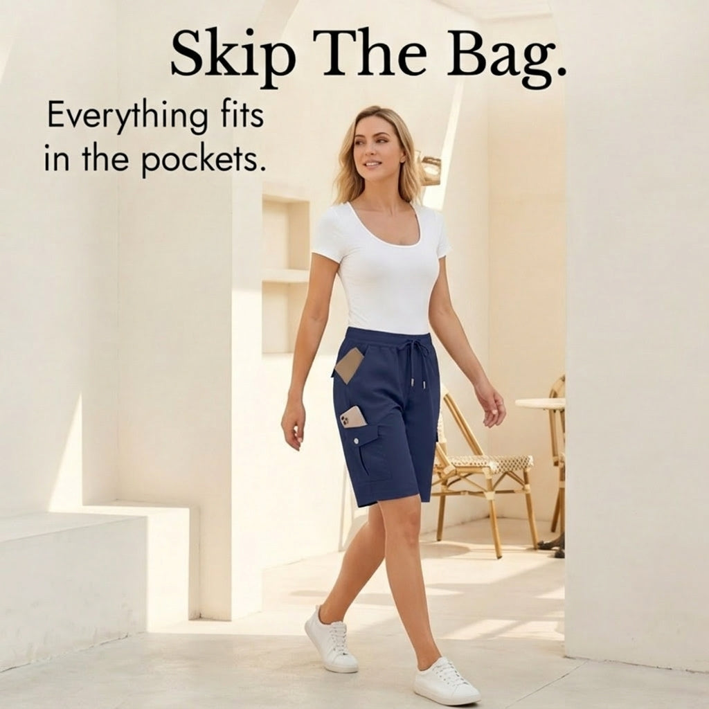 Bermuella – Dam shorts cargo szybkoschnące z 6 kieszeniami