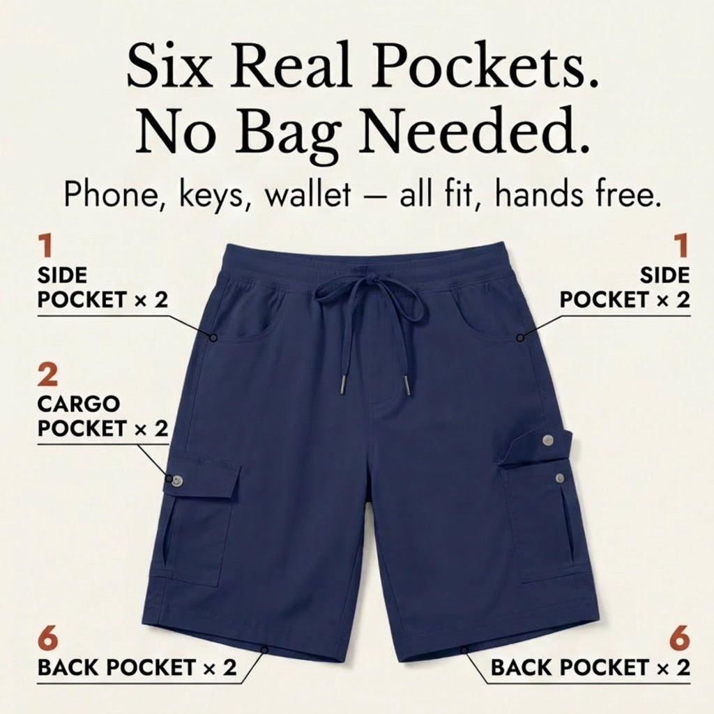 Bermuella – Dam shorts cargo szybkoschnące z 6 kieszeniami