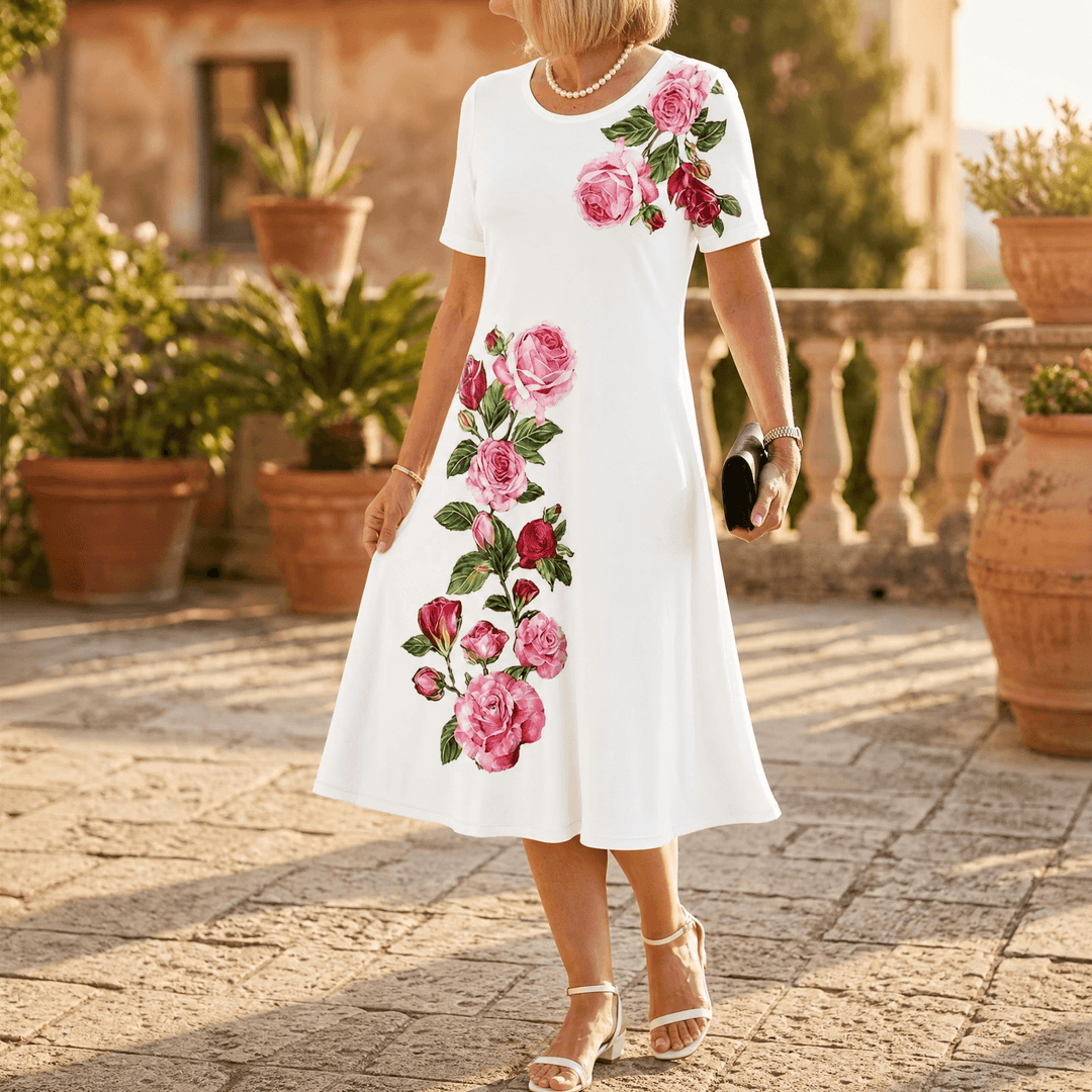 Rosalia – Dam klänning midi w róże i form av litery A