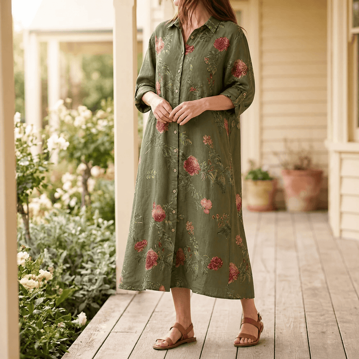 Rosalie – Blommig Klänning Koszulowa