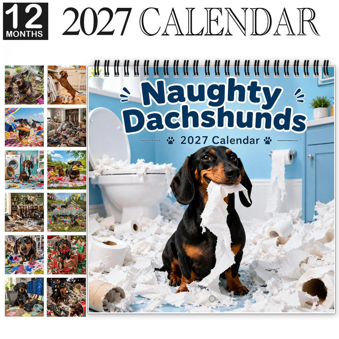 Dapper Dachshunds – Śmieszny kalendarz vägg z dachshundami