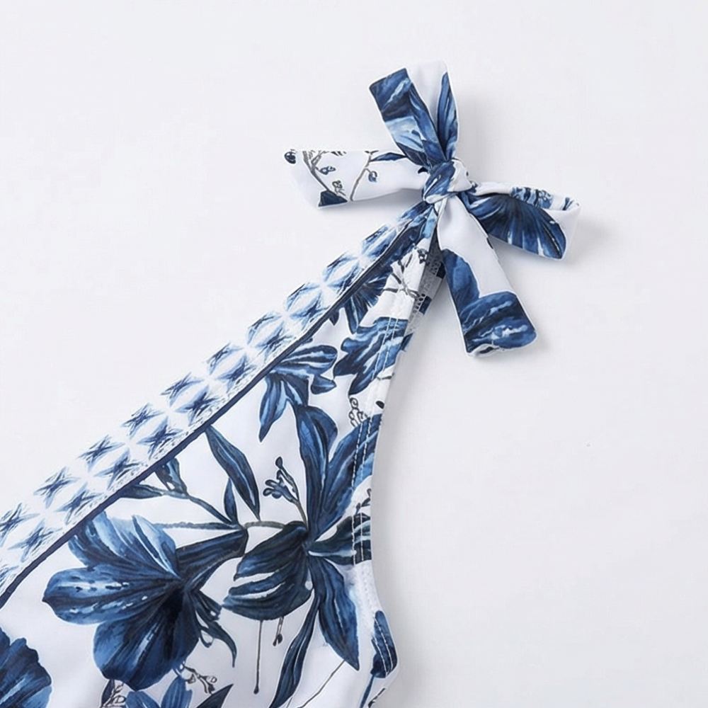 Solveya – Kobiecy Blommig Jednoczęściowy Outfit Kąpielowy z Spódnicą