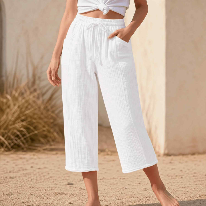 Linelle – Kobiece Byxor Cropped z Vida ben i Kieszeniami