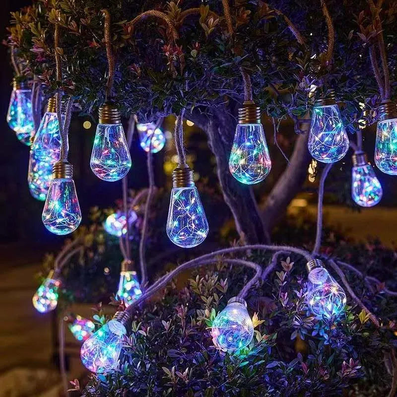 Glowvine – Słoneczne Lampki z Liny Konopnej z Vintage Żarówkami LED