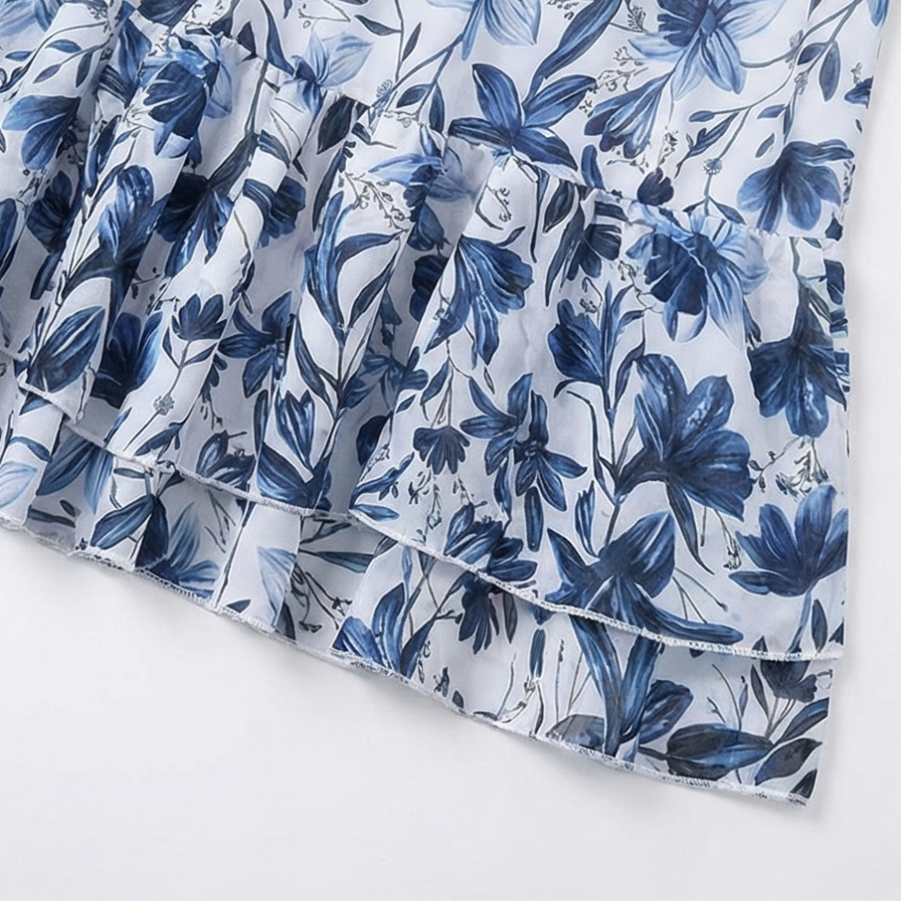 Solveya – Kobiecy Blommig Jednoczęściowy Outfit Kąpielowy z Spódnicą