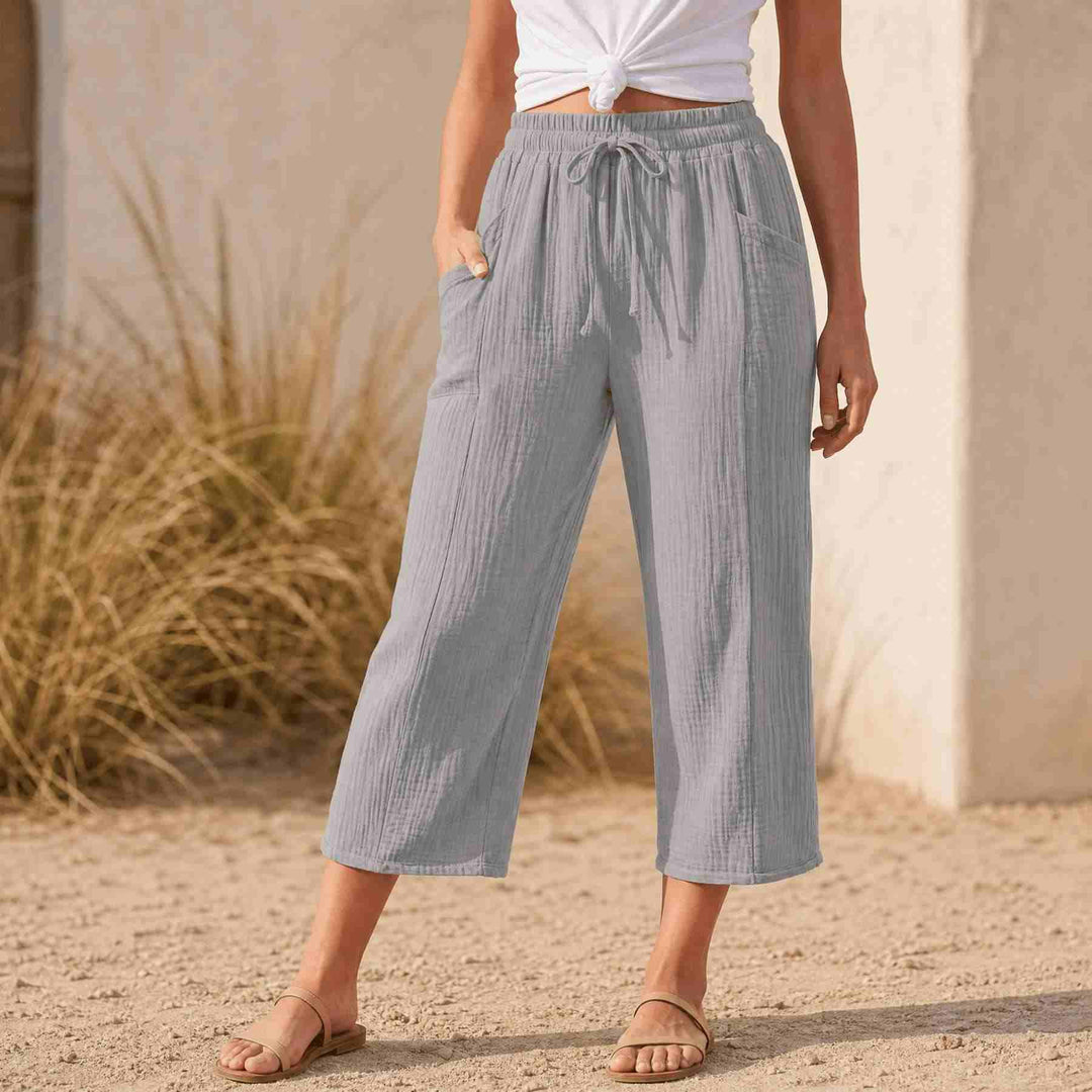 Linelle – Kobiece Byxor Cropped z Vida ben i Kieszeniami