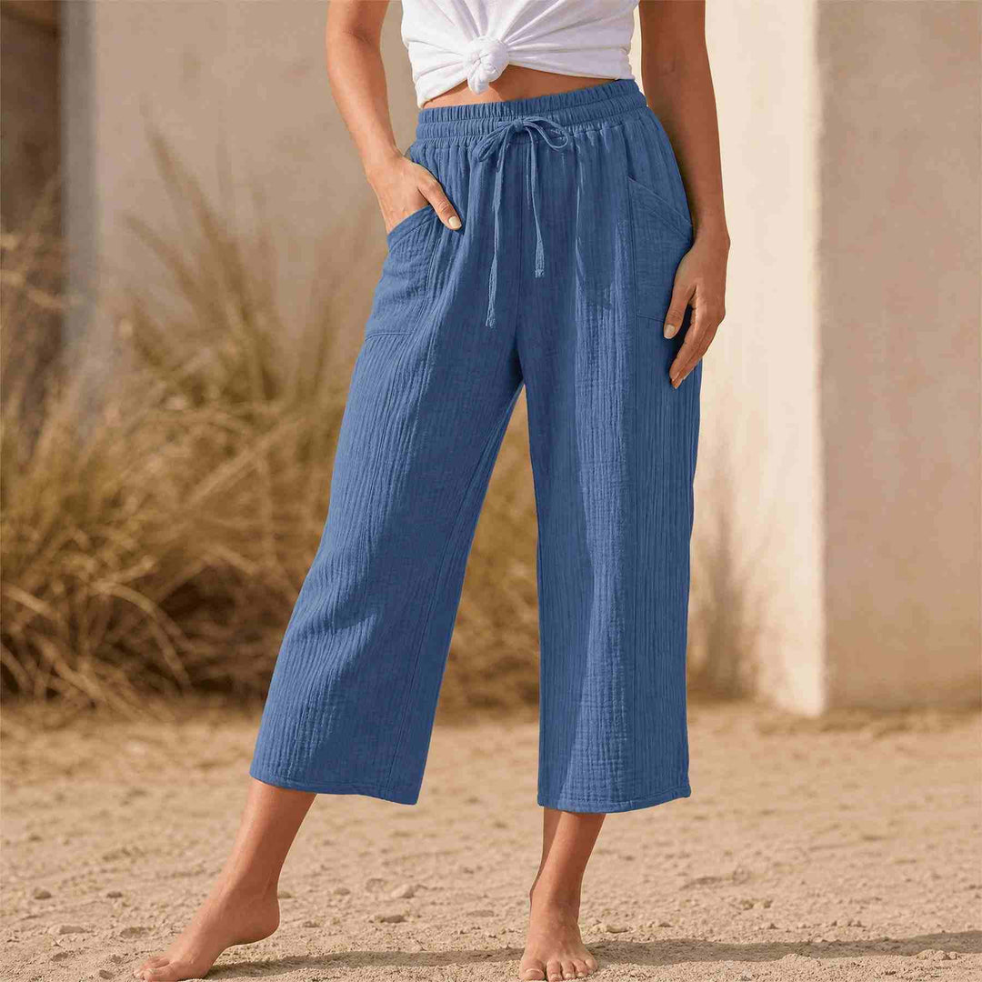 Linelle – Kobiece Byxor Cropped z Vida ben i Kieszeniami