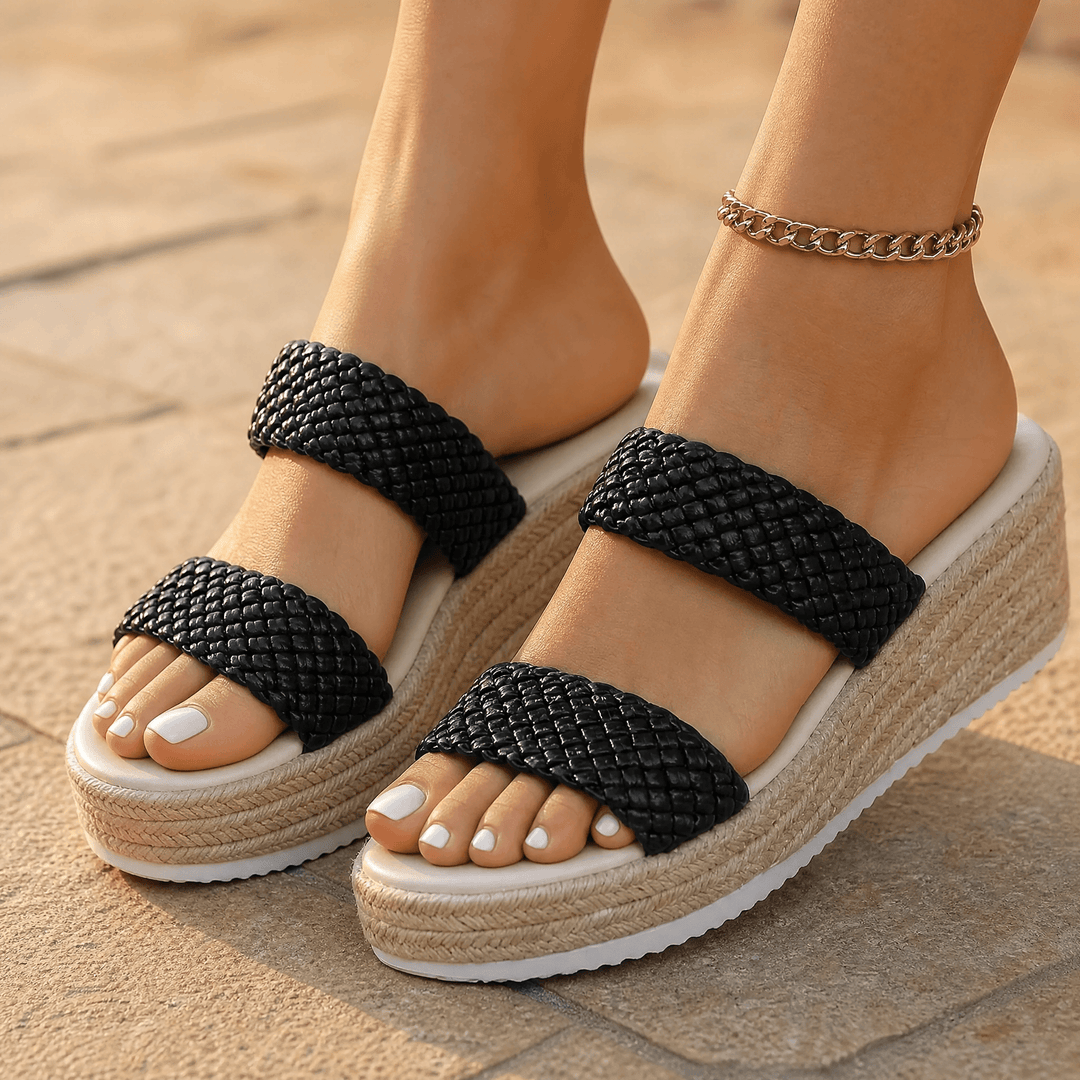Solara – Sandaler på plattform z plecionką