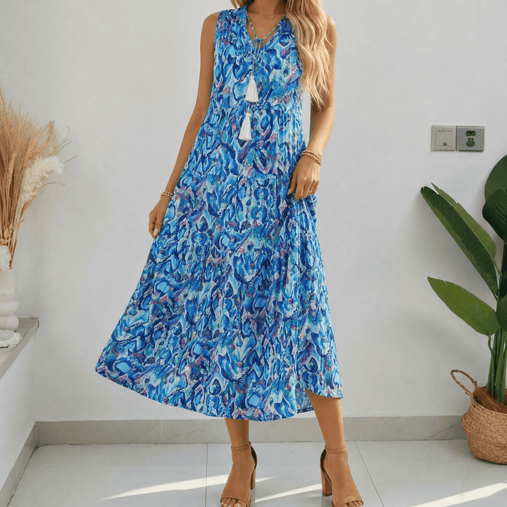 Soleia – Dam Klänning Midi w Stilu Boho z Falbanami