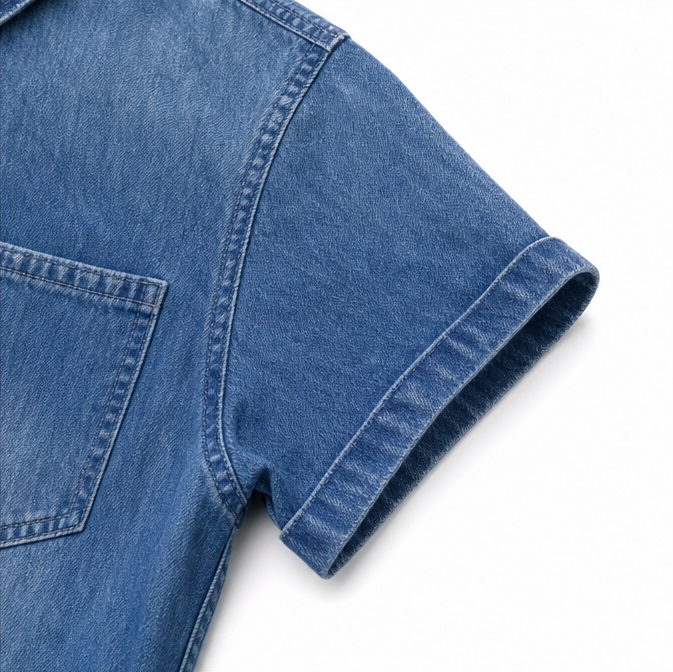 Solenna – Mjuk kombinezon z denimu z knappar framtill i kieszeniami