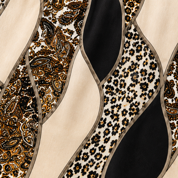 Sorelia – Blus z Mieszanym Printem, Mönster Lamparta i Paisley, Urringning w V-ringning