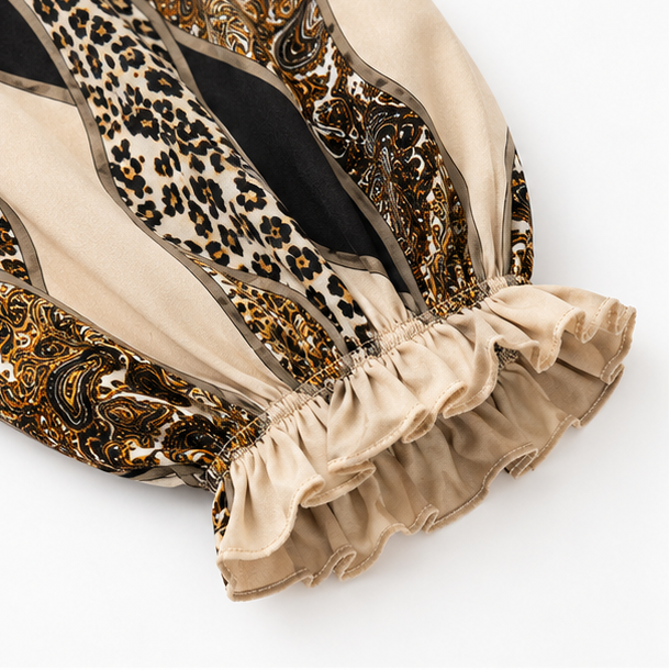 Sorelia – Blus z Mieszanym Printem, Mönster Lamparta i Paisley, Urringning w V-ringning