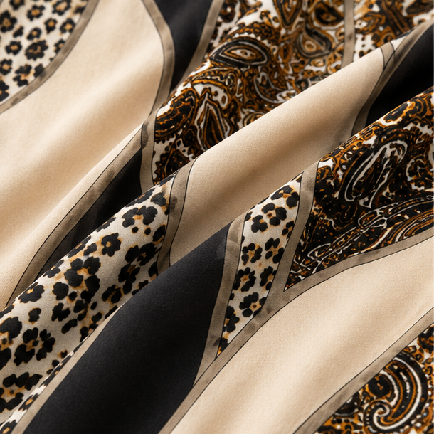 Sorelia – Blus z Mieszanym Printem, Mönster Lamparta i Paisley, Urringning w V-ringning