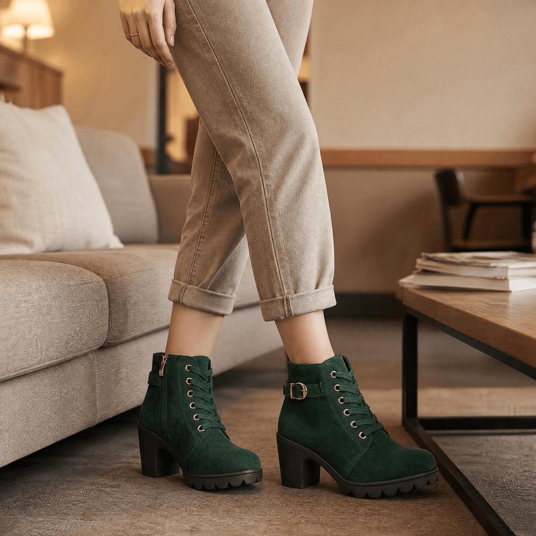 Strovia - Boots på grubym klack med foder
