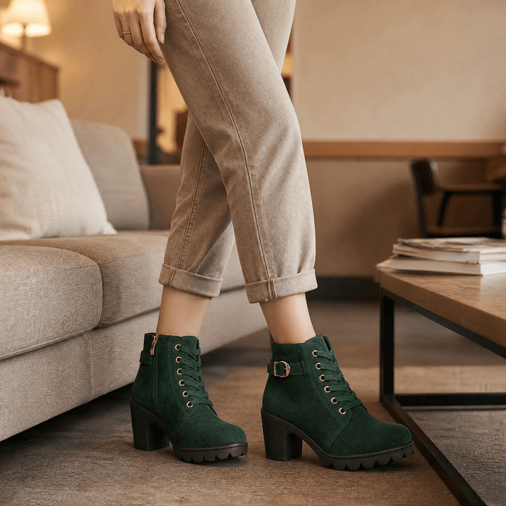 Strovia - Boots på grubym klack med foder