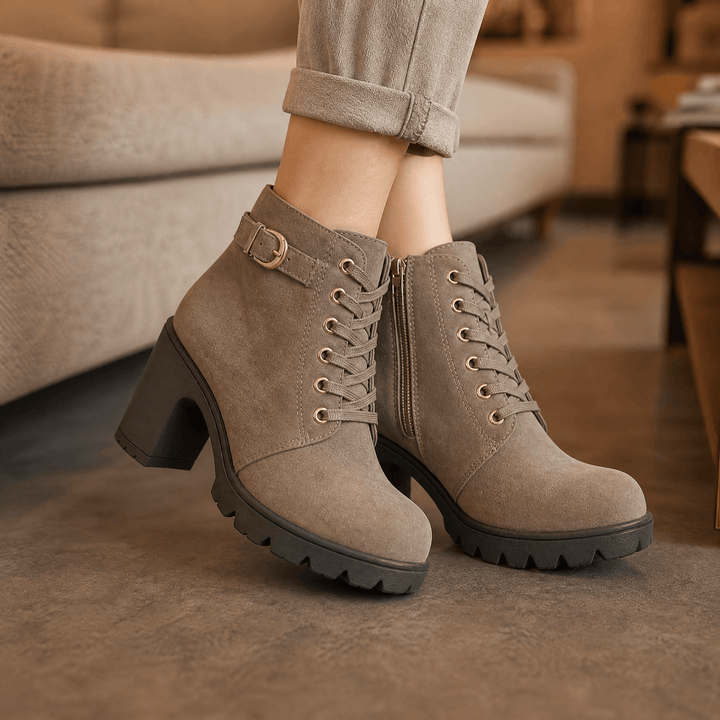 Strovia - Boots på grubym klack med foder