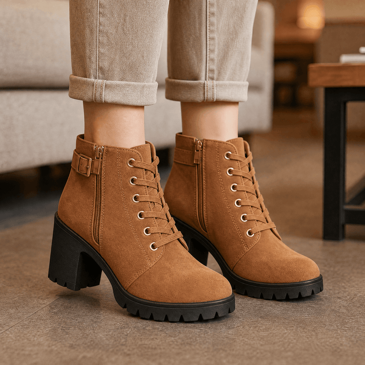 Strovia - Boots på grubym klack med foder