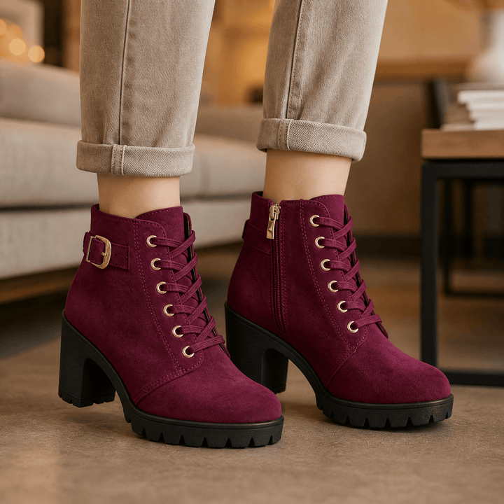 Strovia - Boots på grubym klack med foder