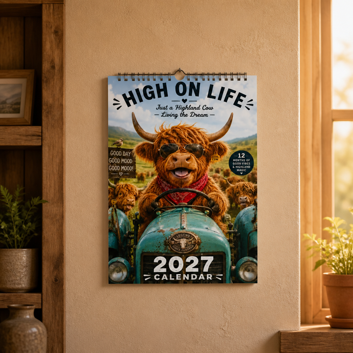 Mootsy – Kalendarz Vägg z Highland Cow på 2027 rok