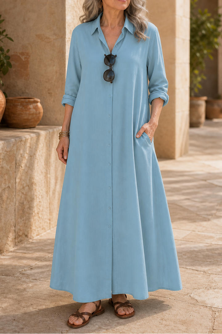 Wearbella – OverStorlekd Bawełnowo-Lnianą Klänning Maxi