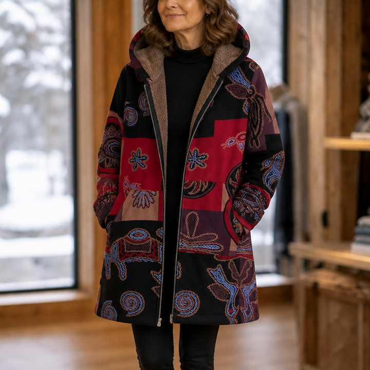 Leaf &amp; Loom – Wydrukowany Vinter Kappa z Kapturem