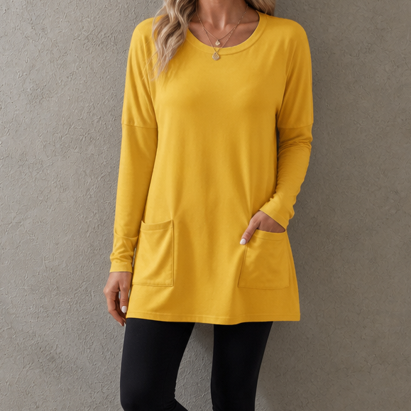 Wearbella – Lös Tunika med lång ärm i Okrągłym Urringning