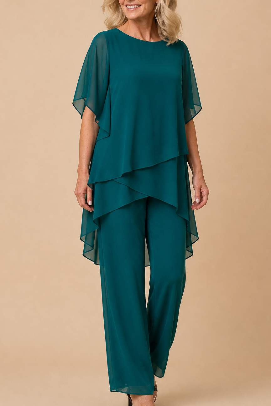 Wearbella – Set drapowanej asymetrycznej bluzki i byxor z vida ben