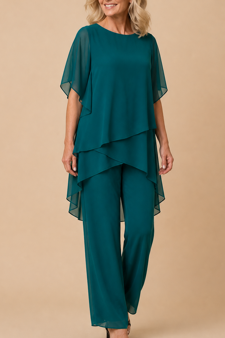 Wearbella – Set drapowanej asymetrycznej bluzki i byxor z vida ben
