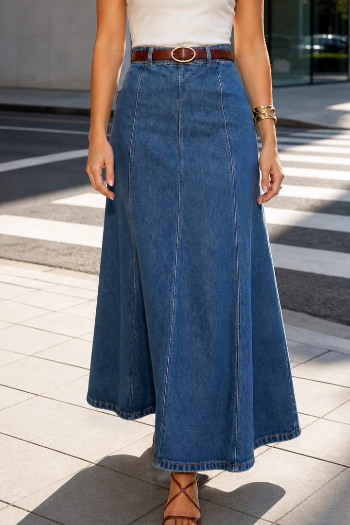 Wearbella – Kjol Maxi Dżinsowa w Stilu A med hög midja