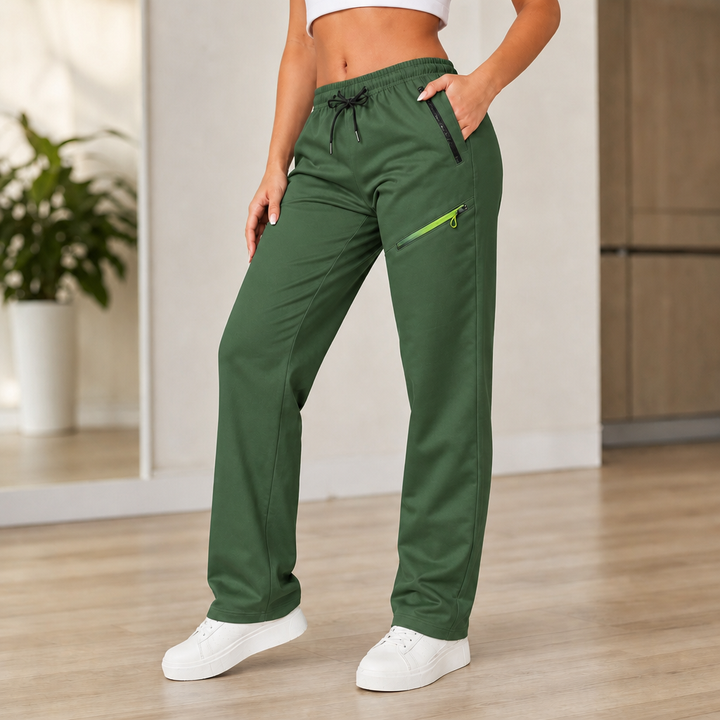 Poketa – Jogger z kieszeniami på dragkedja, Slim-Straight Pull-On
