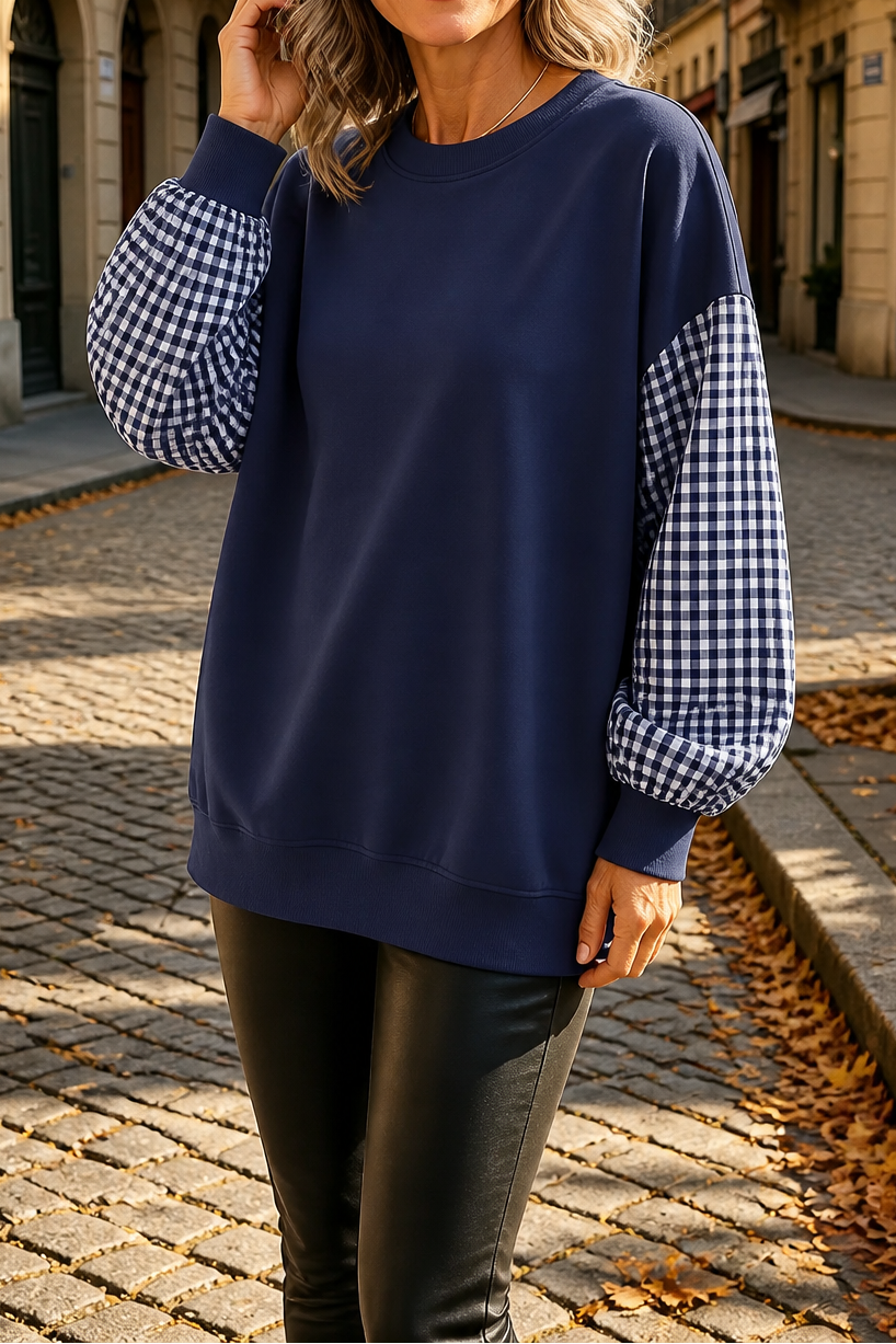 Blockline – Lös blus w kratę typu patchwork