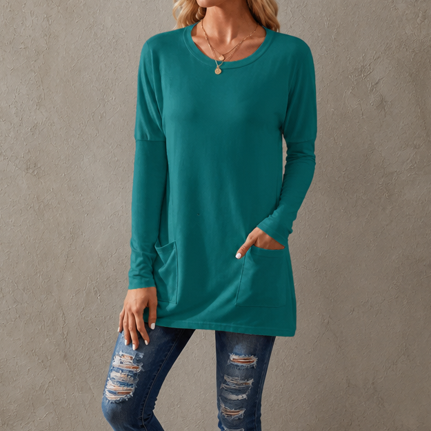 Wearbella – Lös Tunika med lång ärm i Okrągłym Urringning