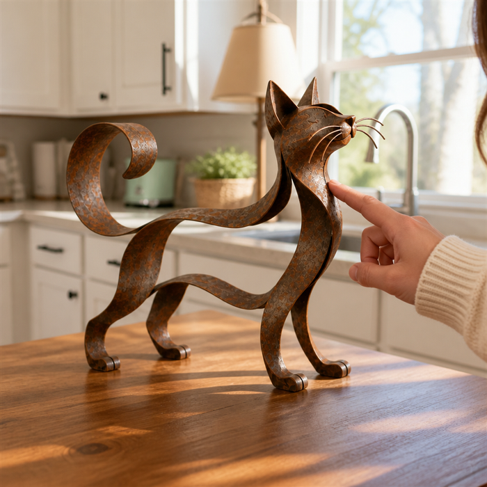 Maine & Muse – Figurka metalicznego katt rasy Maine Coon