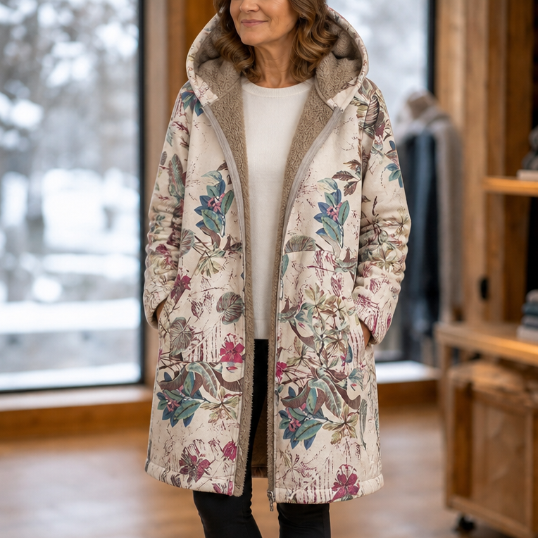 Leaf &amp; Loom – Wydrukowany Vinter Kappa z Kapturem
