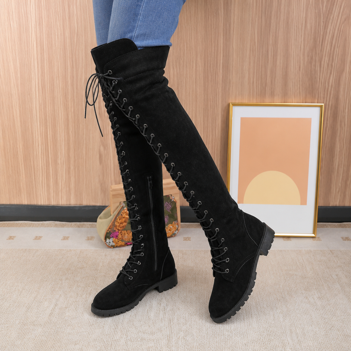 Velacine – Boots över knät z sznurowanym tylnym panelem