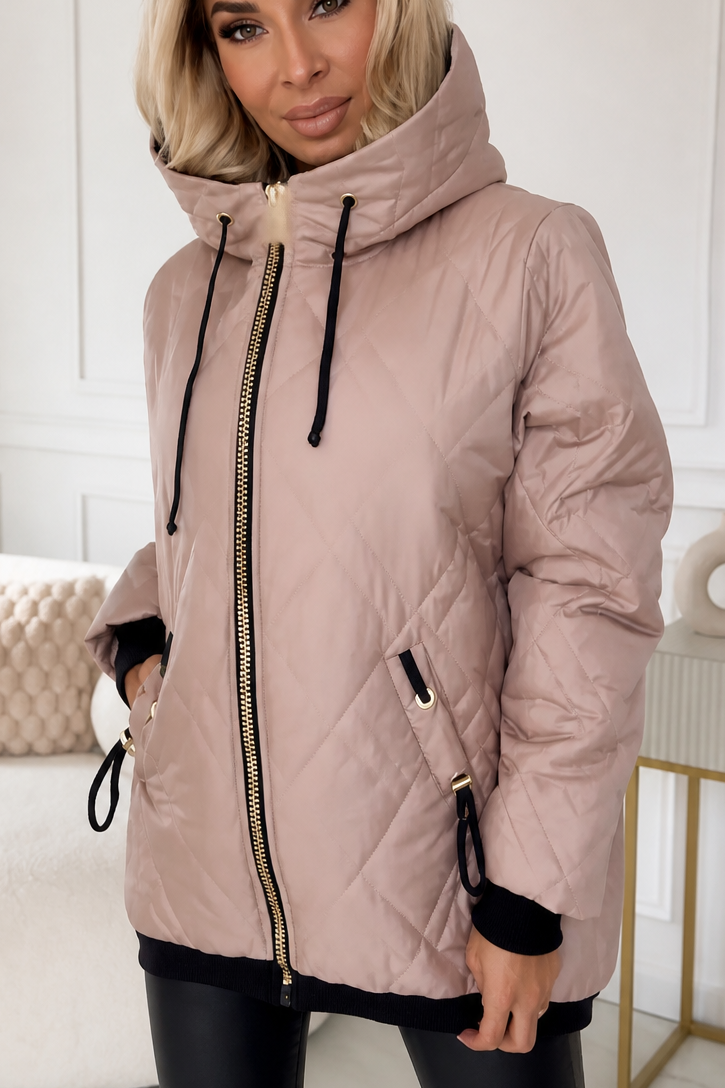 Wearbella – Quiltad kurtka z kapturem i dragkedja framtill