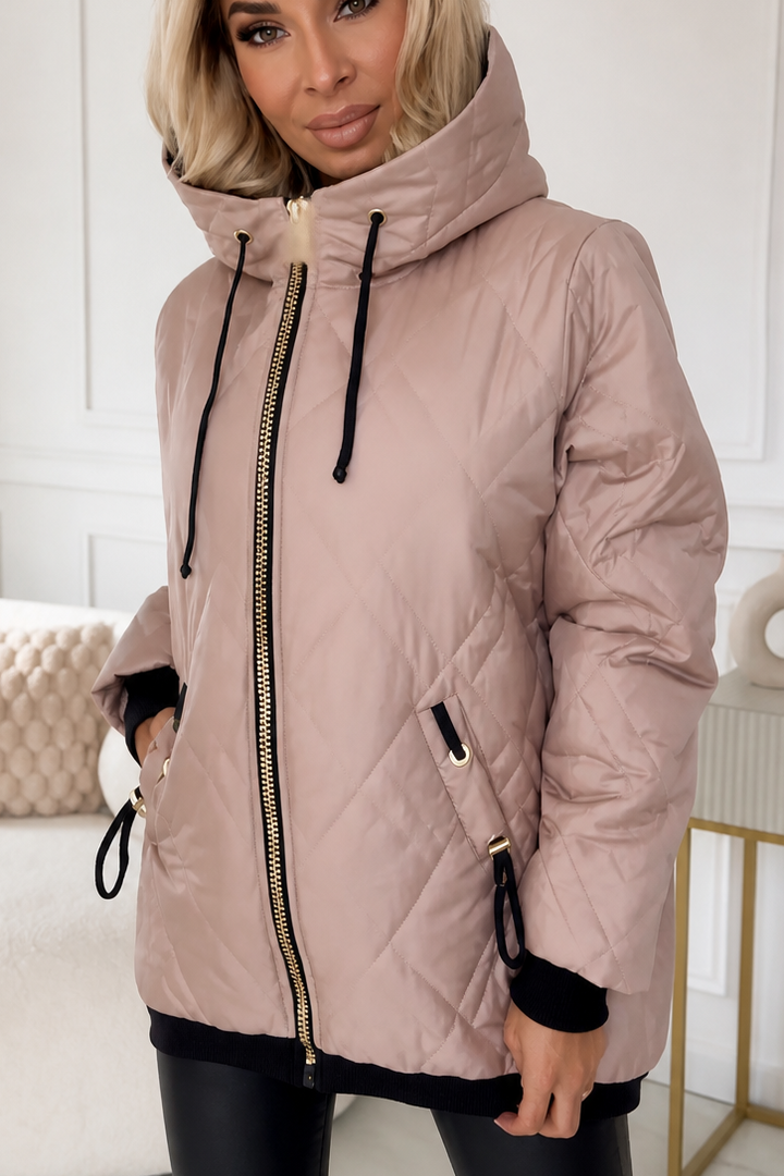 Wearbella – Quiltad kurtka z kapturem i dragkedja framtill