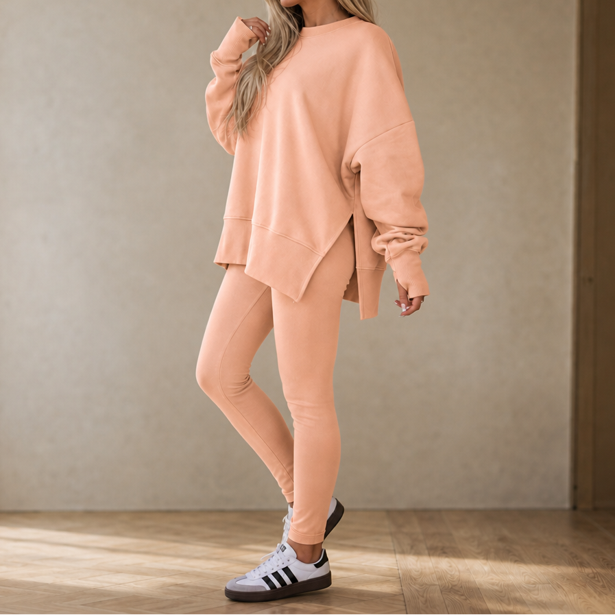 Ease &amp; Grace – Set bluzy z rozcięciem bocznym i legginsów