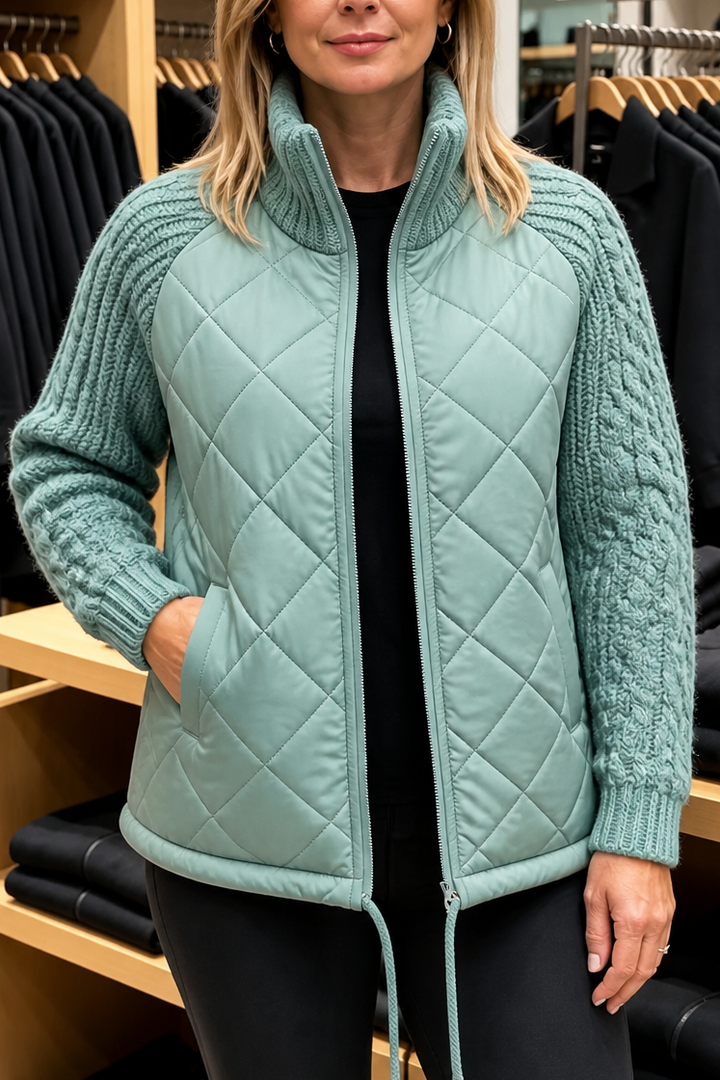 Knitpuff – Kurtka Puchowa z Dzianinowymi Panelami